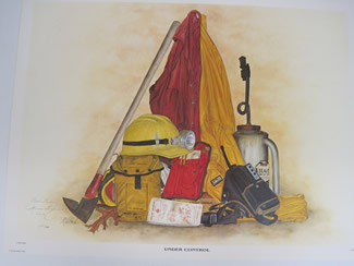Under Control - Firefighter and Prescribed Burner's Equipment - Poster by Rhonda Wilford